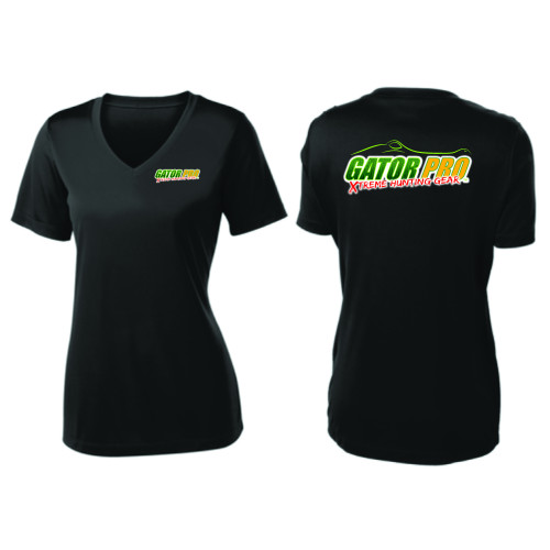Gator Pro Official Gear Women's Short Sleeve Performance-Wear V-Neck T-Shirt - Black